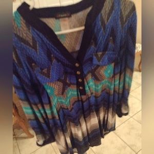 Camo blouse XL blue brown black